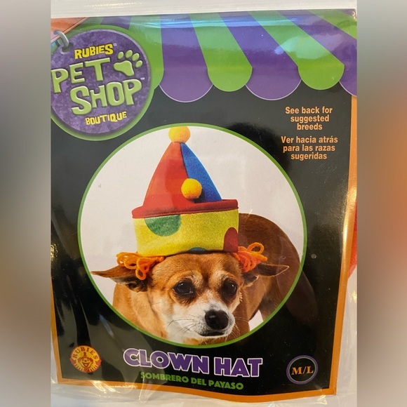 RUBIES PET SHOP BOUTIQUE CLOWN HAT SIZE MEDIUM/LARGE BRAND NEW - Picture 1 of 3